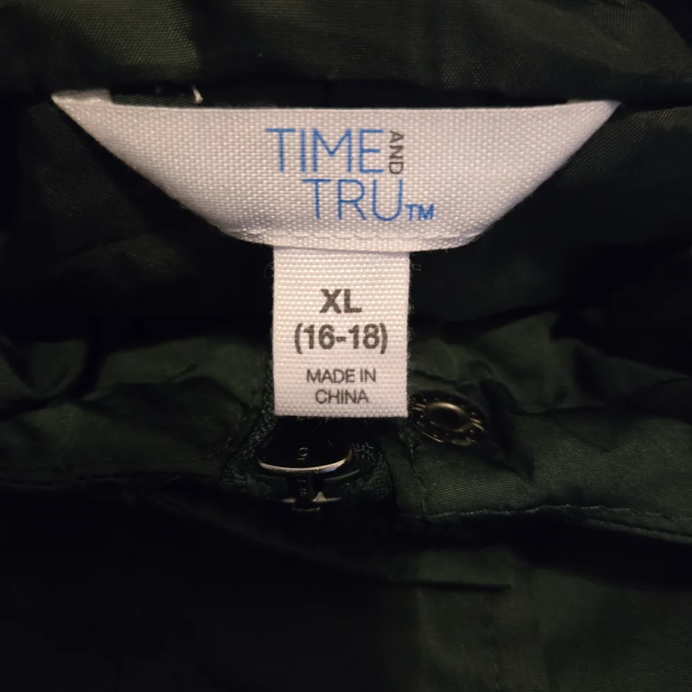 TIME and TRUE Women's Size XL Green Hooded Rain/Trench Jacket - Picture 2 of 13